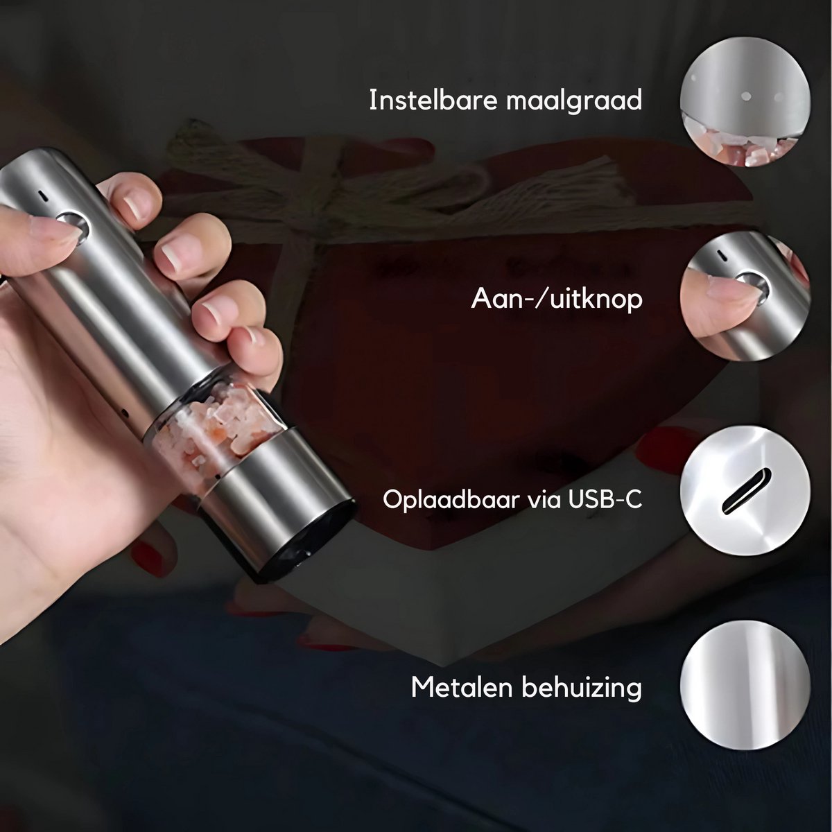 Elektrische Peper- en Zoutmolen Set USB-C RVS