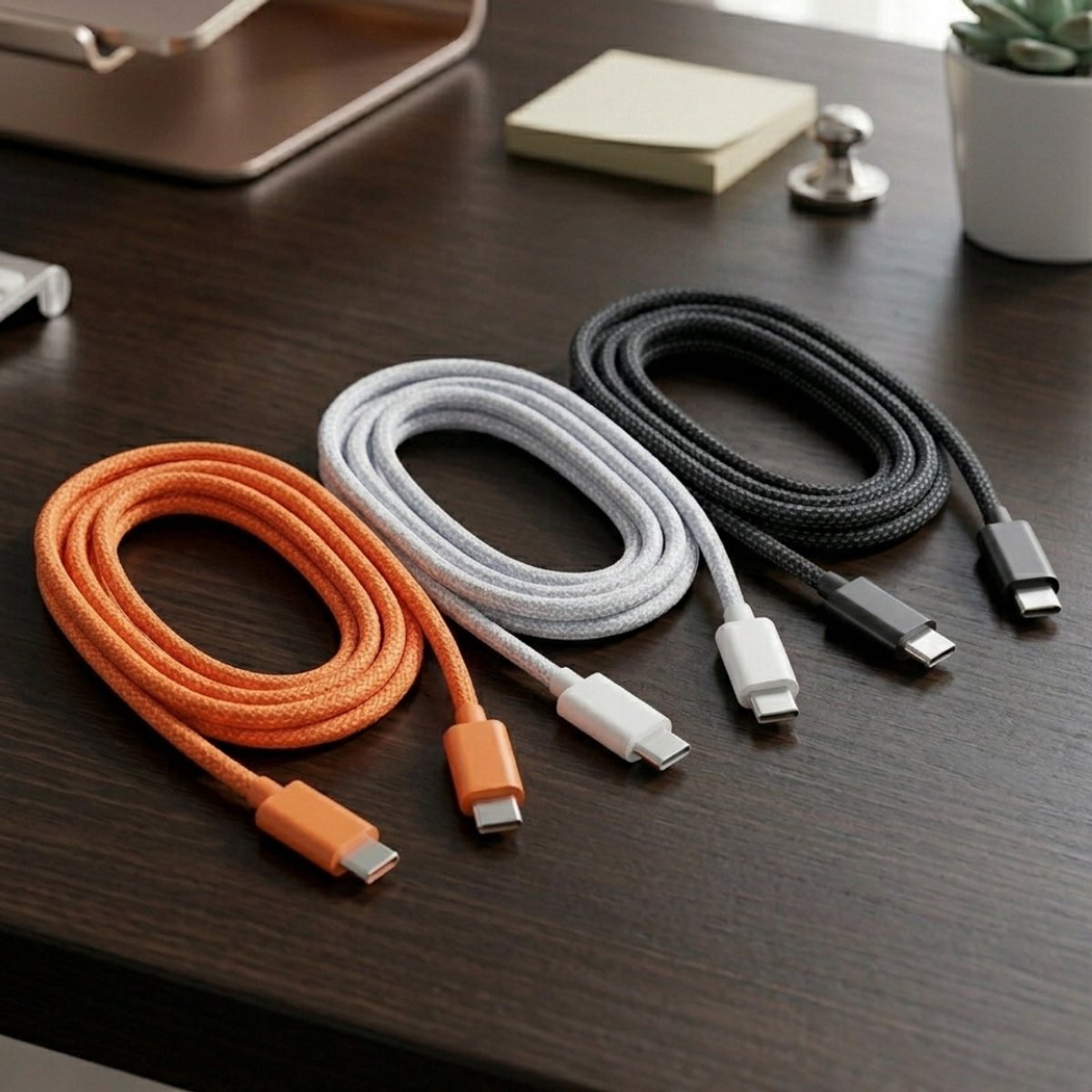 USB-C naar USB-C Kabel 60W 2M Oranje – 2 Stuks