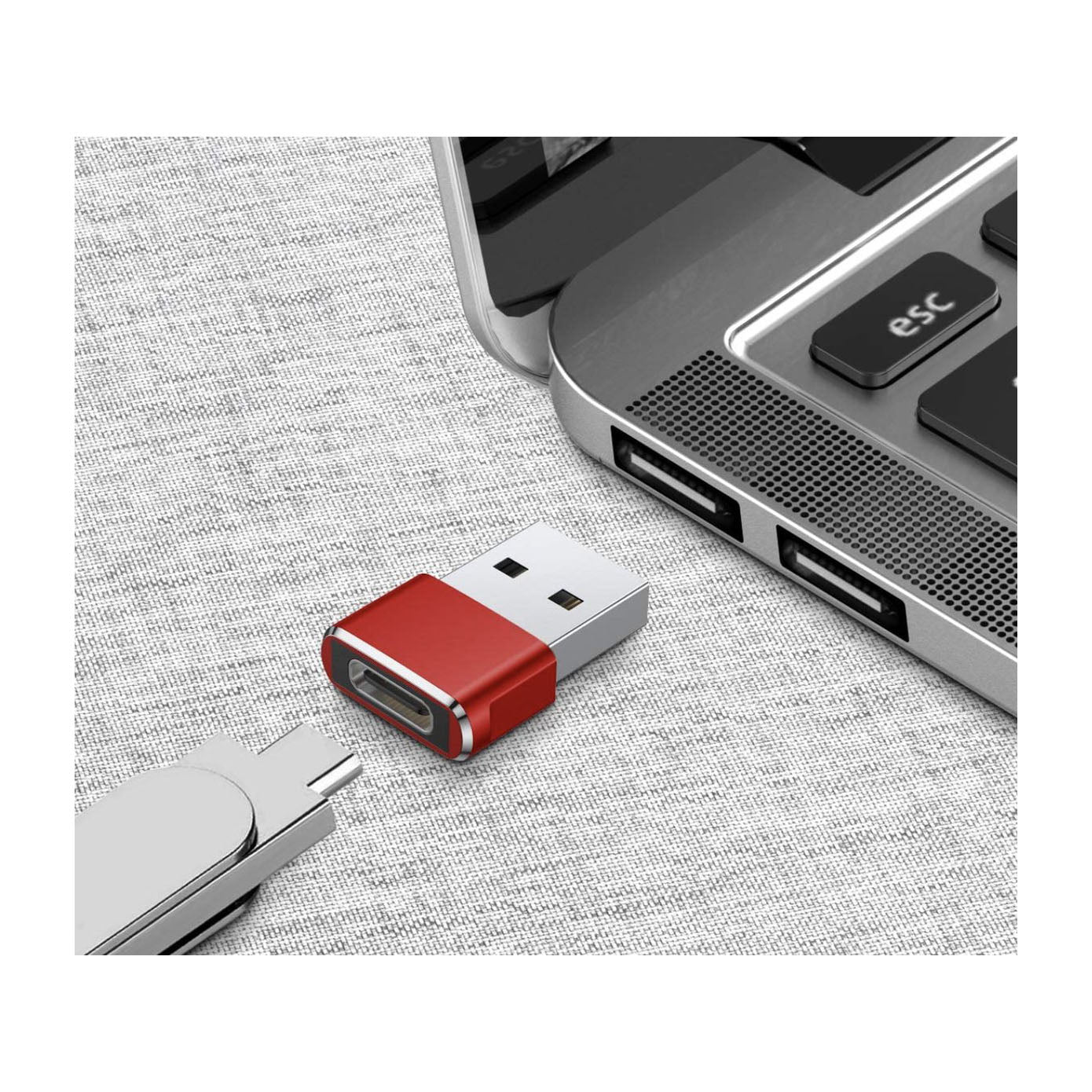 USB-C to USB Adapter 2-Pack – USB 3.1 Converter Red