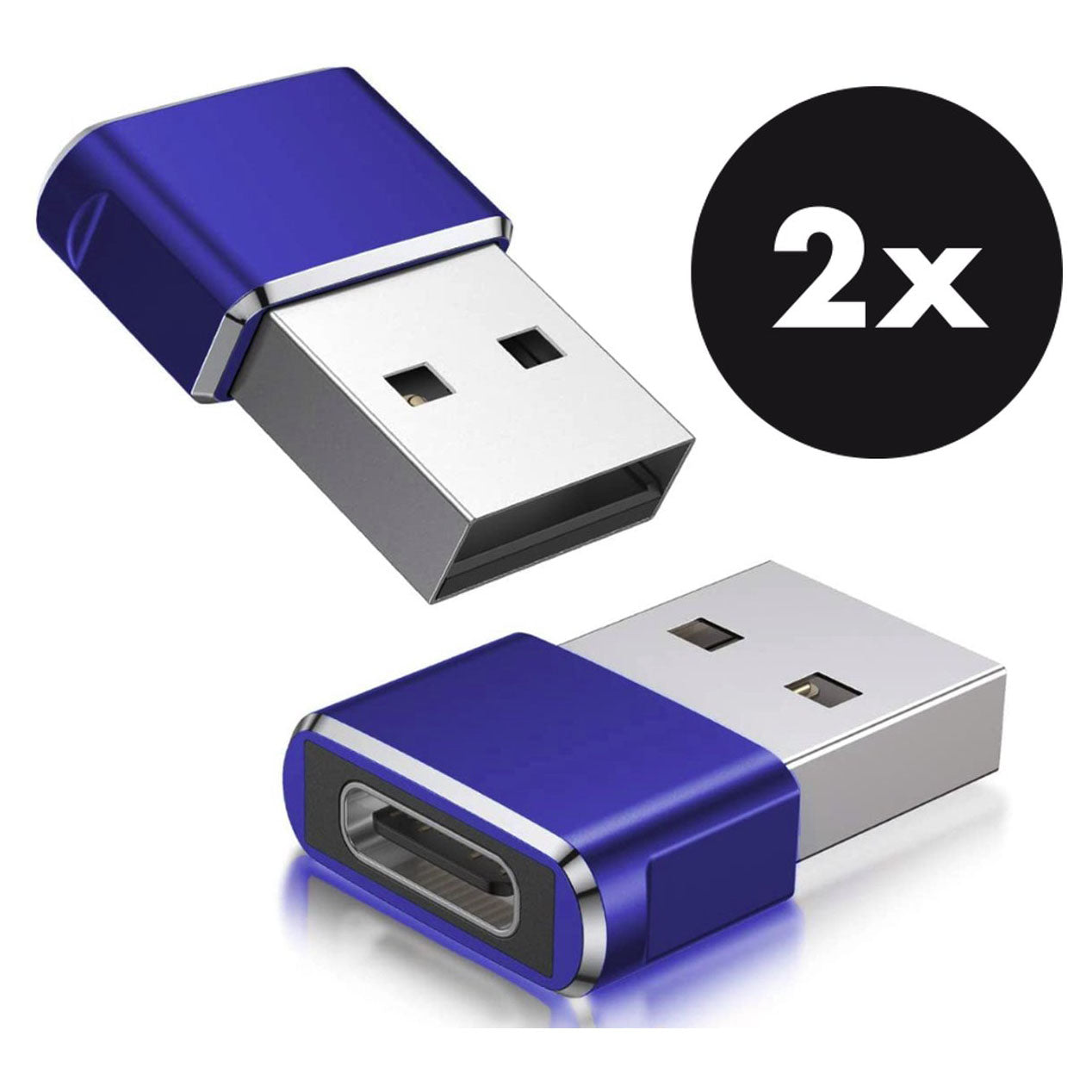 USB-C naar USB Adapter 2-Pack – USB 3.1 Blauw