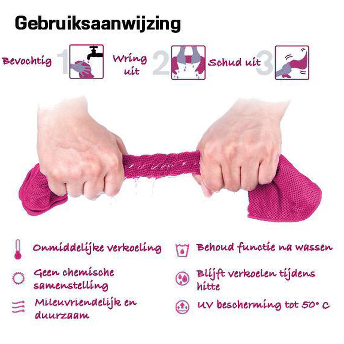 Set van 3 Verkoelende Sporthanddoeken Microvezel Paars