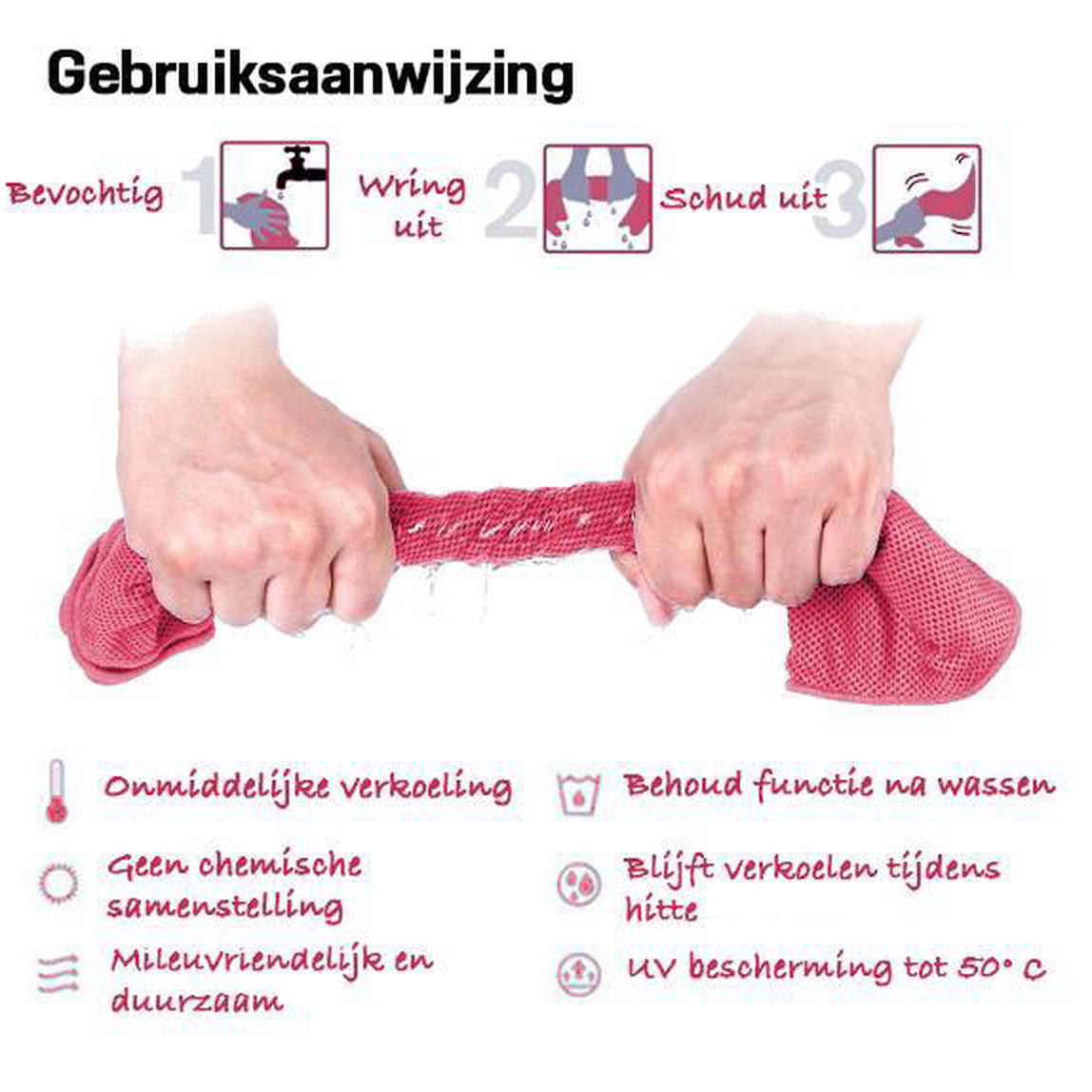 Set van 3 Verkoelende Sporthanddoeken Microvezel Rood