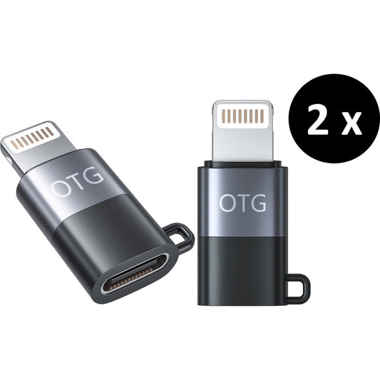 2x Staza Lightning naar USB-C OTG Adapter Zwart/Grijs