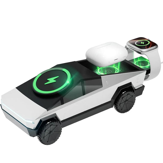 Staza 3-in-1 Draadloze Oplader in Pickup-Design – Magnetisch Laadstation voor iPhone, Apple Watch & AirPods