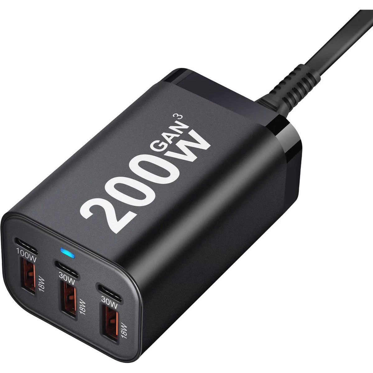 200W USB-C Snellader 6 Poorts – 100W PD Desktop Charger