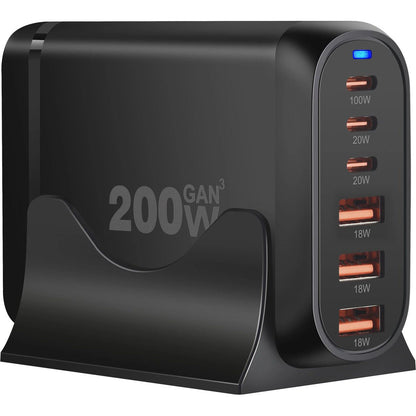 200W USB-C Snellader 6 Poorts – 100W PD Desktop Charger