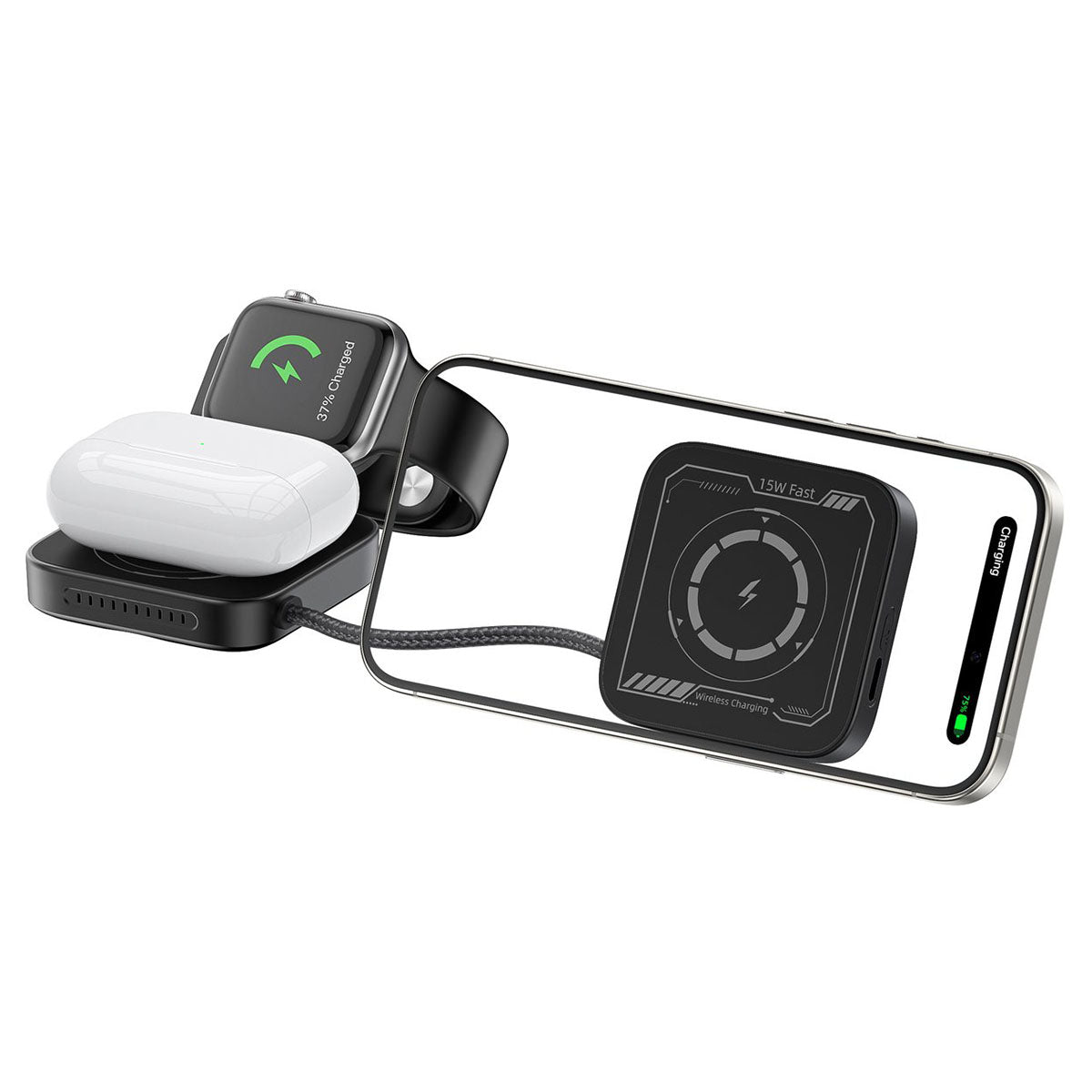 3-in-1 Draadloze Oplader MagSafe 22,5W Opvouwbaar