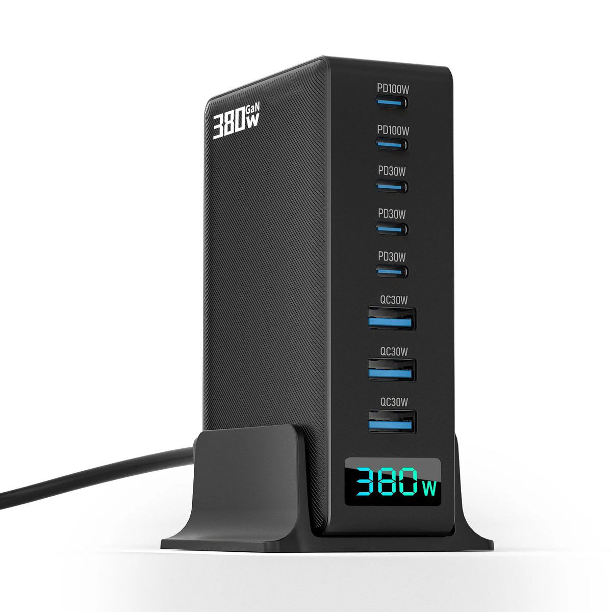 380W USB-C Snellader 8-Poorts GaN Desktop Oplader