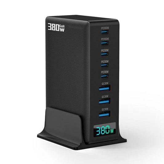 380W USB-C Snellader 8-Poorts GaN Desktop Oplader