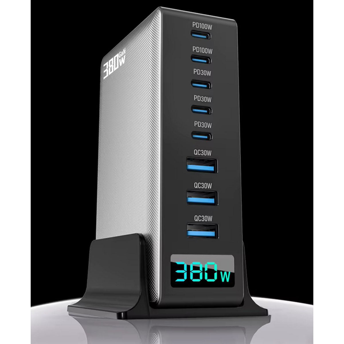 380W USB-C Snellader 8-Poorts GaN Desktop Oplader