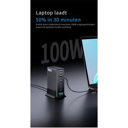 380W USB-C Snellader 8-Poorts GaN Desktop Oplader