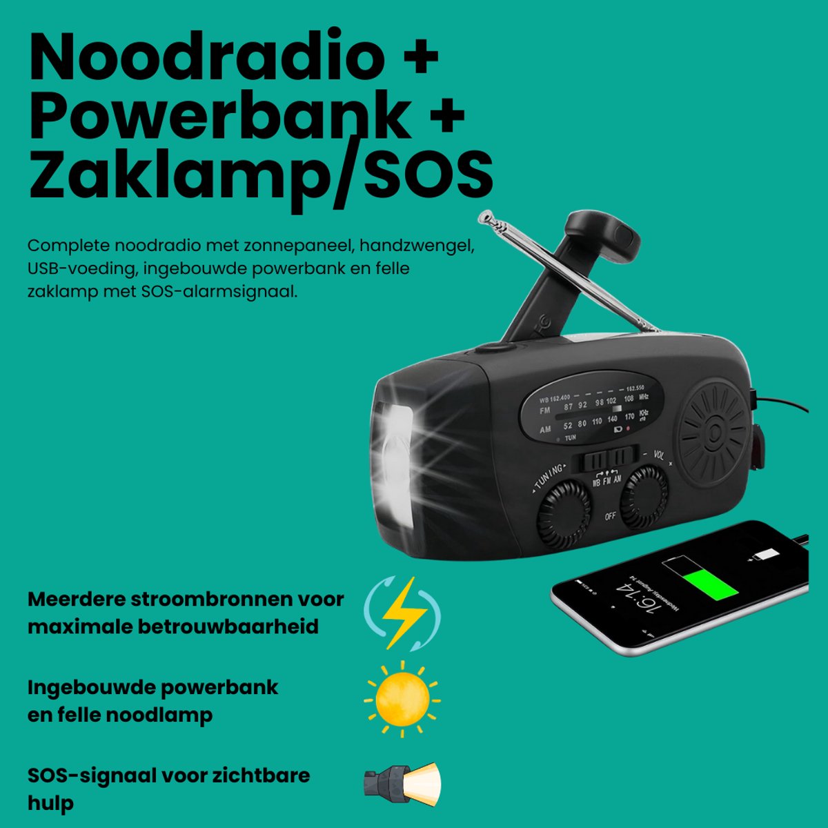 72U Noodpakket met Noodradio, EHBO & Waterfilter