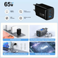 65W GaN Snellader 3-Poorts USB-C & USB-A Zwart
