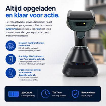 Bluetooth Barcode Scanner met Laadstation – 1D & 2D