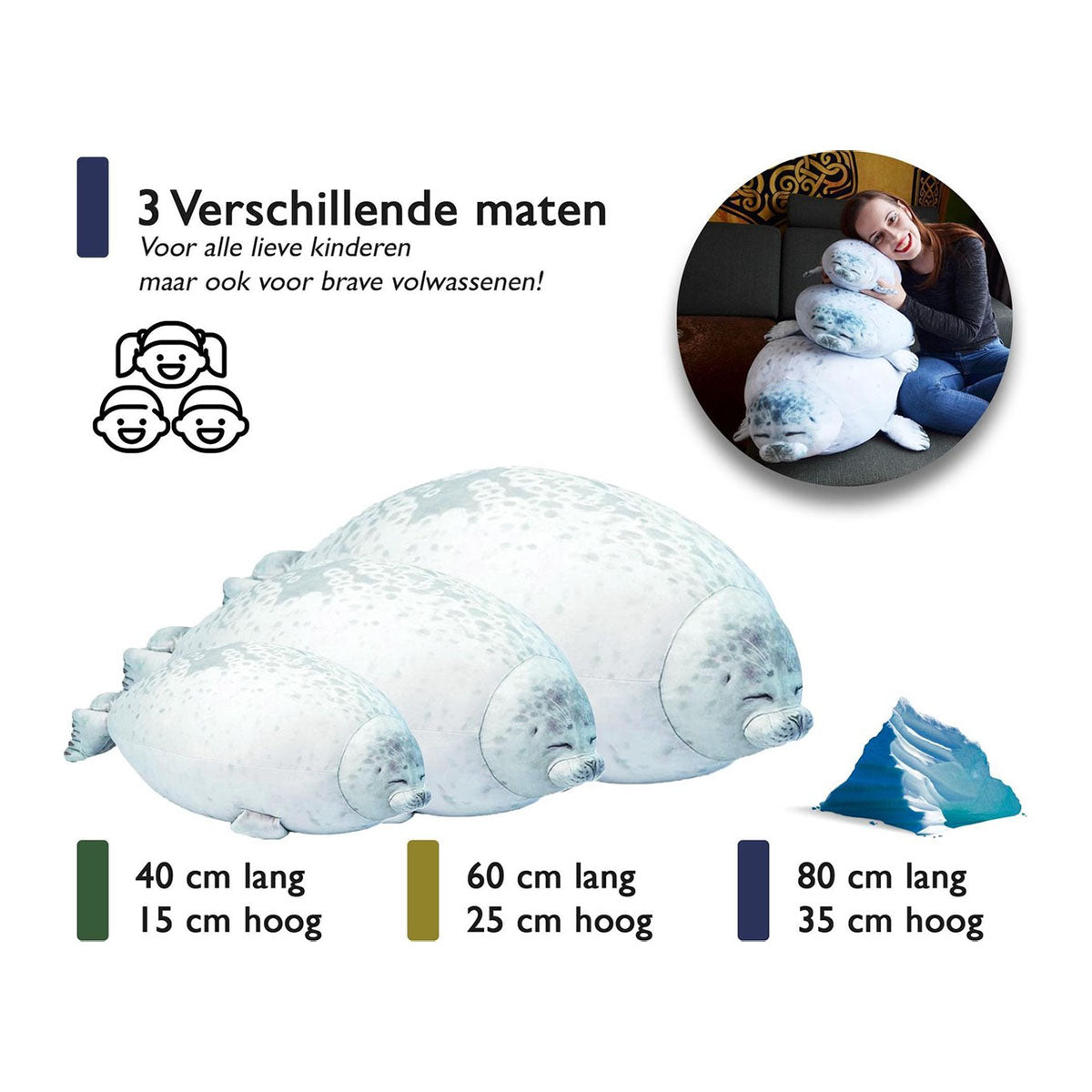 Bob de Zeehond XXL 80 cm – Knuffel & Body Pillow