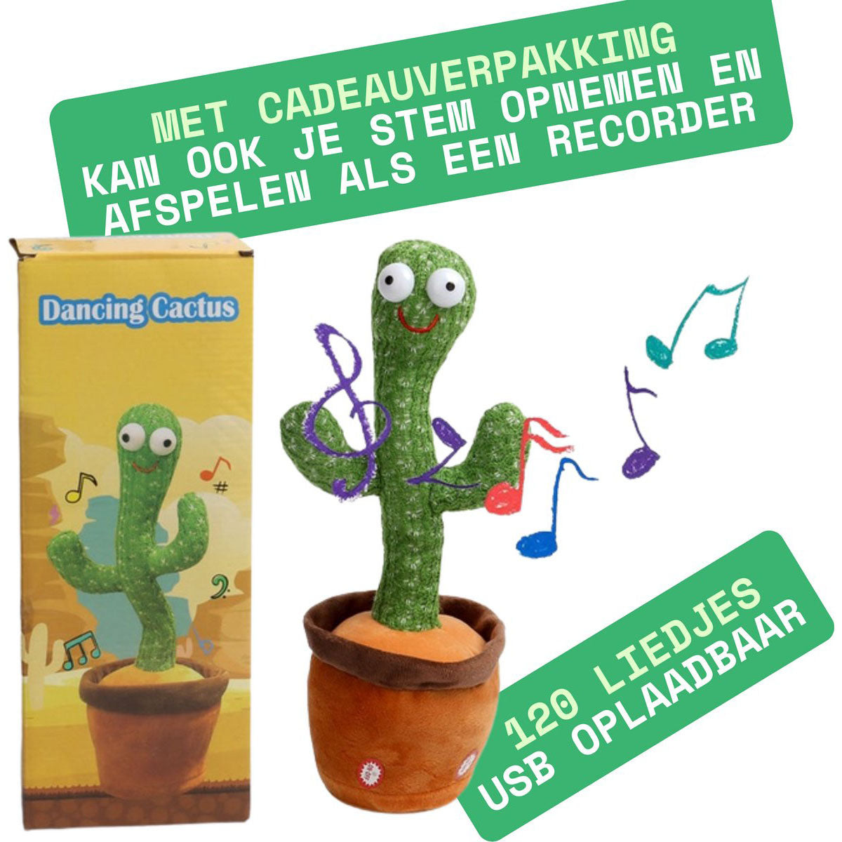 Dansende Cactus Knuffel – Interactief met 120 Liedjes