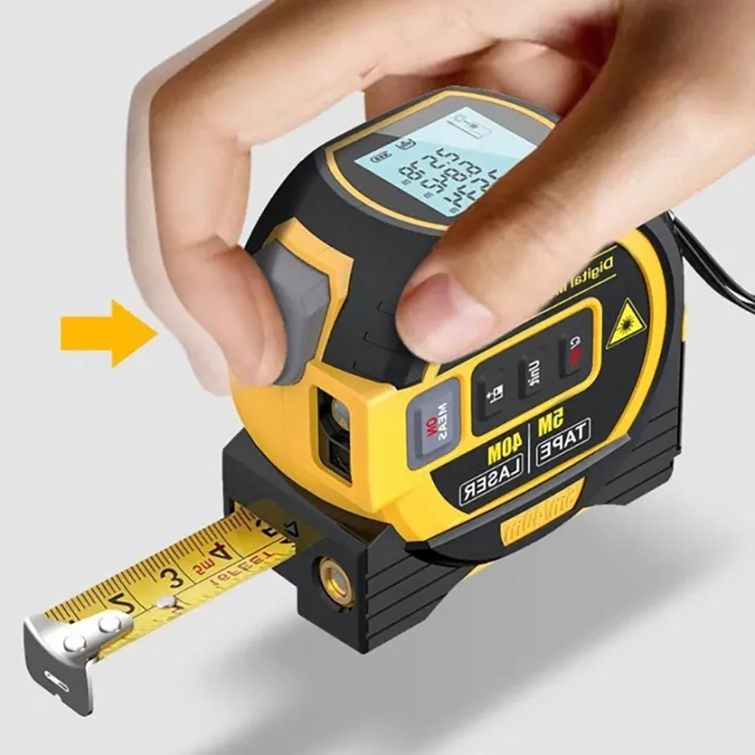Digitale Laser Rolmaat 40M met 5M Meetlint 3-in-1