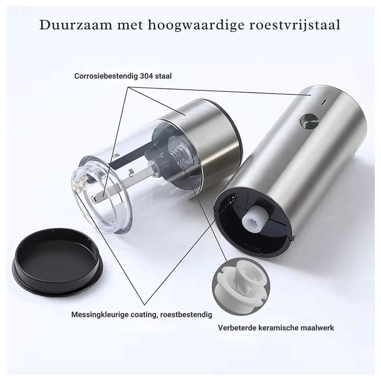 Elektrische Peper- en Zoutmolen Set USB-C RVS