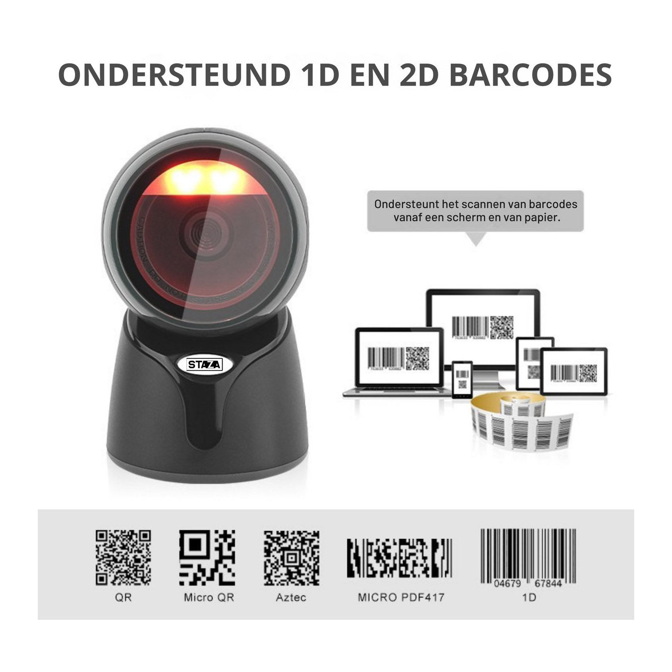 Handsfree QR & Barcode Scanner USB – 1D/2D Desktop