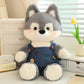 Husky Knuffel 50 cm – Zachte Pluche Hond met Tuinbroek