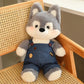 Husky Knuffel 50 cm – Zachte Pluche Hond met Tuinbroek