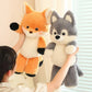 Husky Knuffel 50 cm – Zachte Pluche Hond met Tuinbroek