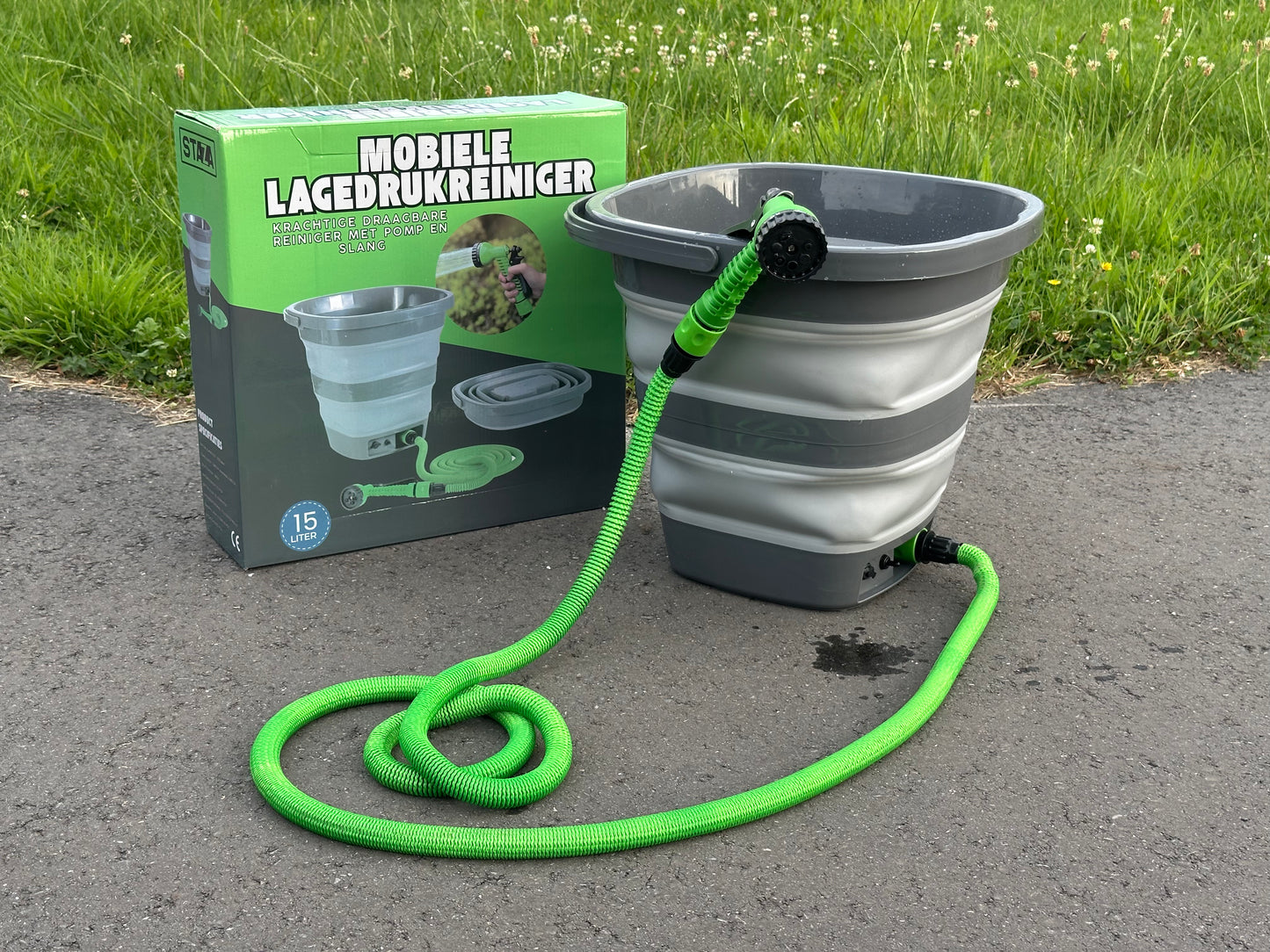 Draagbare Lagedrukreiniger - Emmer, Accu, Pomp - 15L - Draagbare Douche
