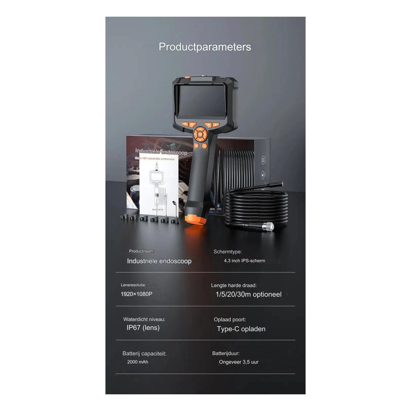 Inspection Camera 5M with Screen – 1080P HD Endoscope