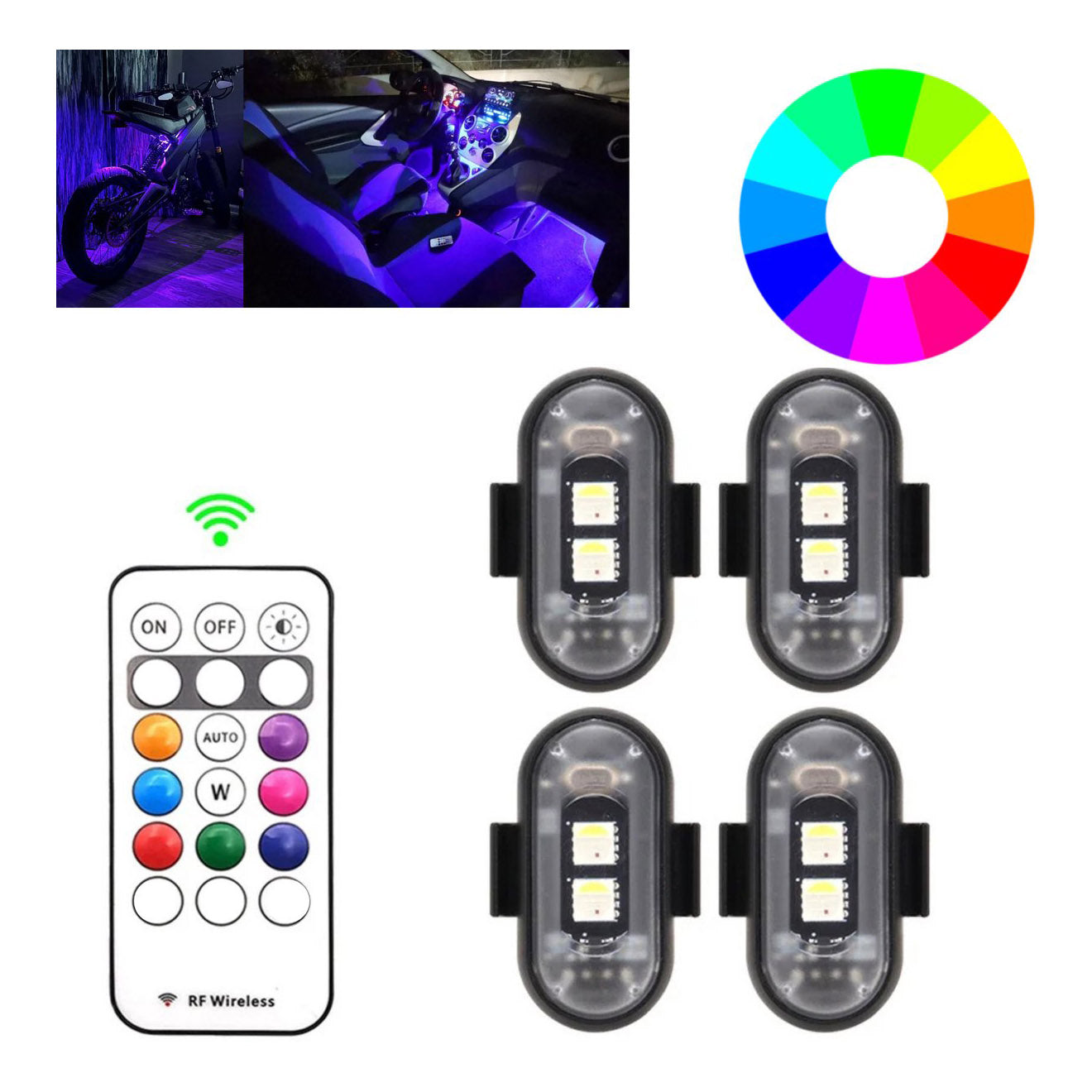LED Noodverlichting 4-Pack RGB – 11 Modi & Afstandsbediening