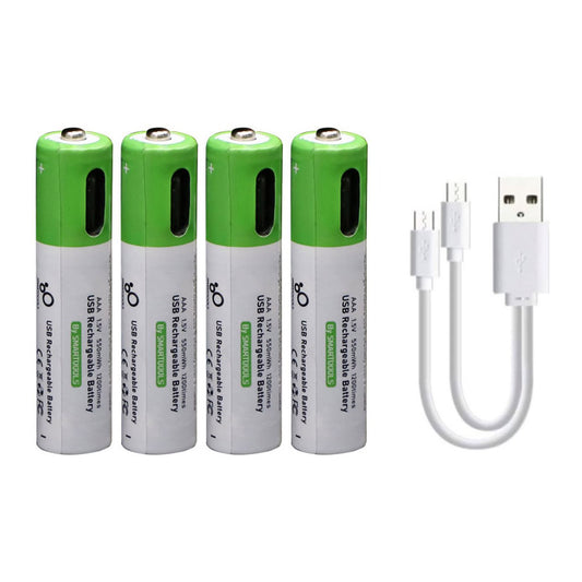 Oplaadbare AAA Li-ion Batterijen 1.5V USB-C – 4 Stuks