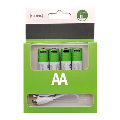 Oplaadbare AA Li-ion Batterijen 1.5V USB-C – 4 Stuks