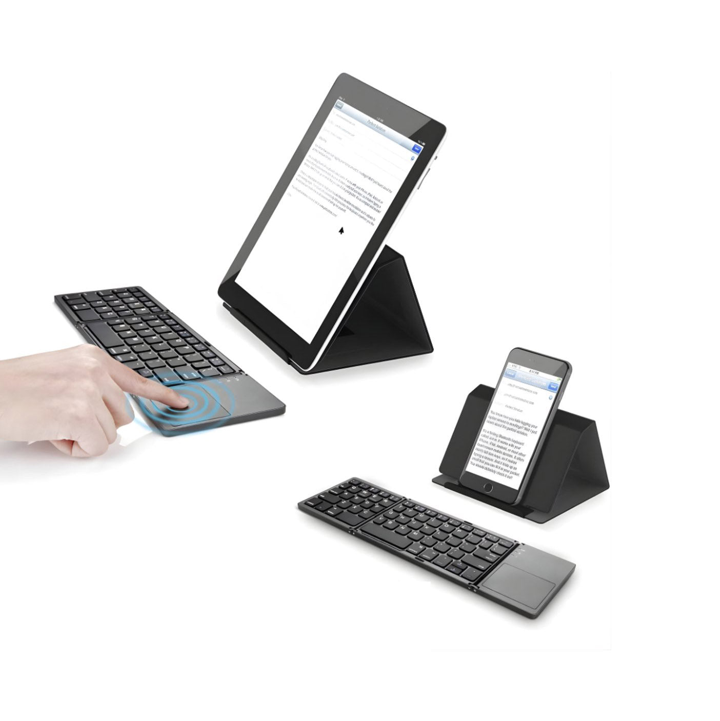 Opvouwbaar Bluetooth Toetsenbord met Touchpad Zwart