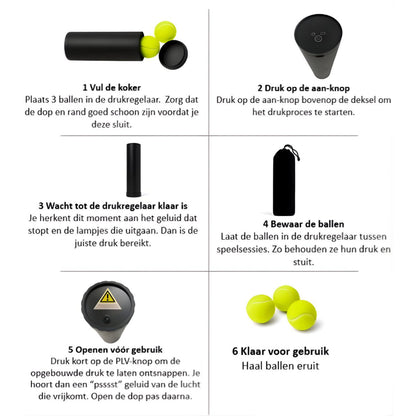 Padelballen Drukhouder met Accu – 20 PSI Ball Saver
