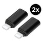 Staza Lightning naar USB-C Adapter 2-Pack – Zwart