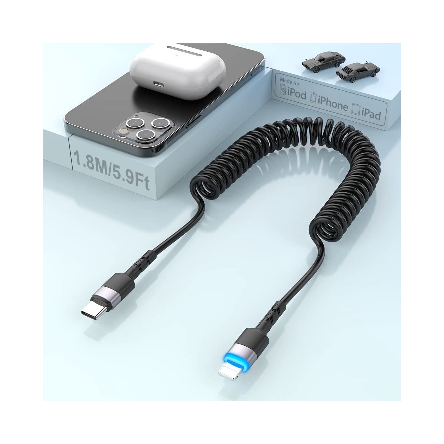 Staza Uitrekbare USB-C naar Lightning Kabel 1.8M