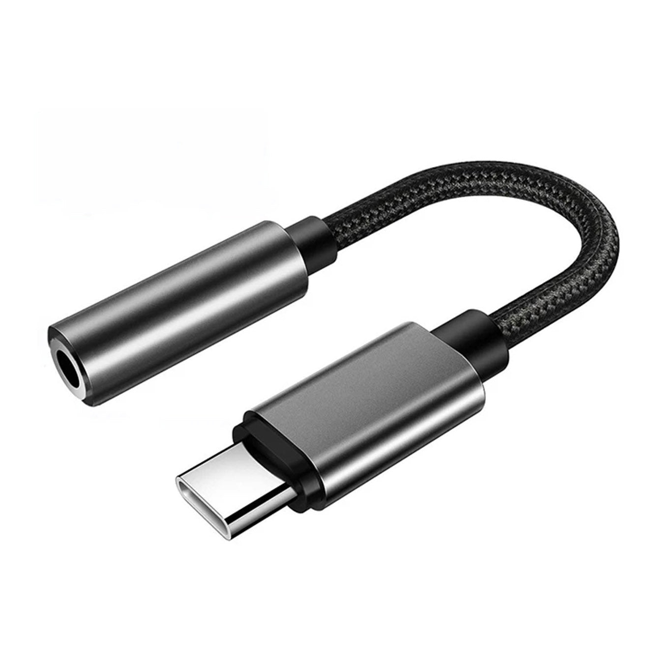 USB-C naar AUX Adapter 3.5mm DAC – Gevlochten Kabel