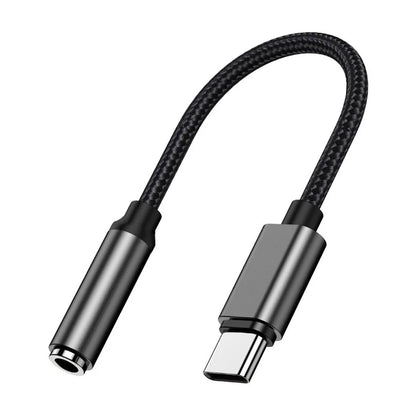 USB-C naar AUX Adapter 3.5mm DAC – Gevlochten Kabel – productfoto