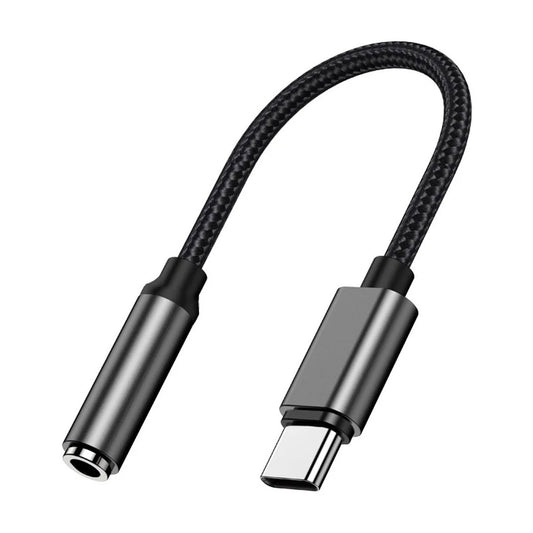 USB-C naar AUX Adapter 3.5mm DAC – Gevlochten Kabel