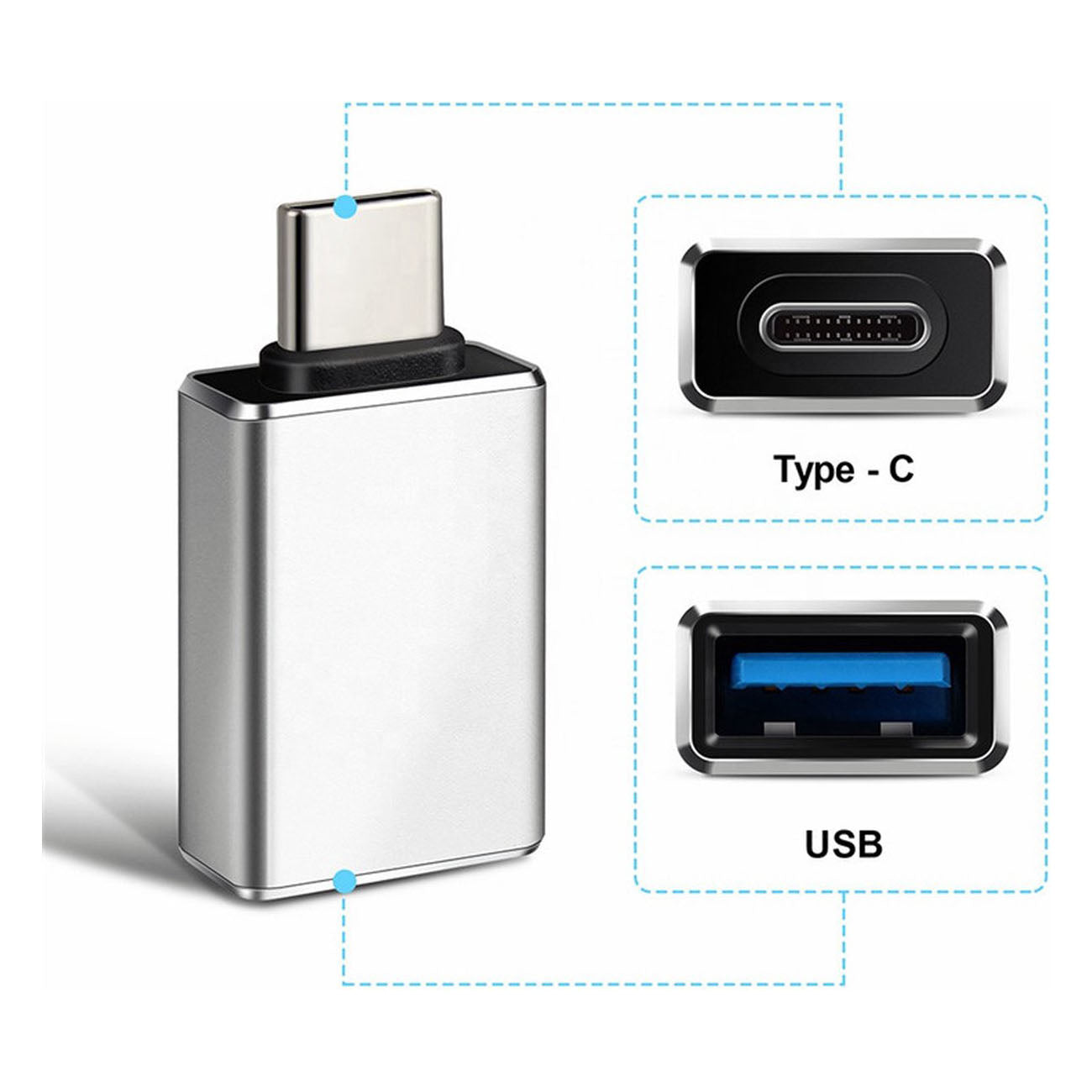 USB-C naar USB-A 3.0 Adapter OTG – Zwart Aluminium