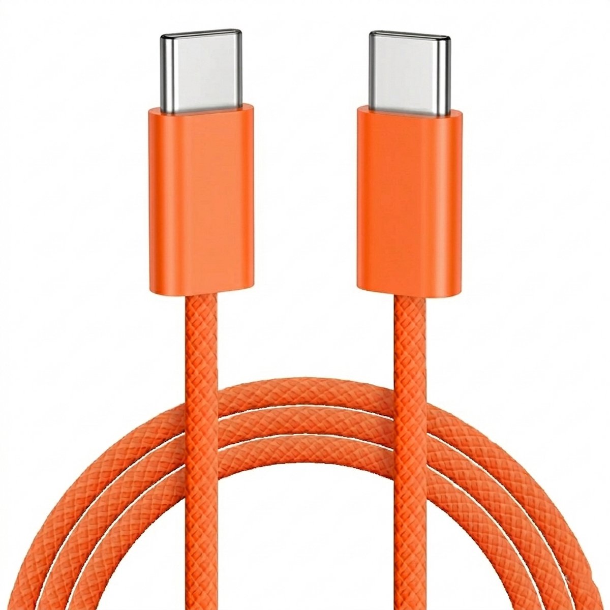 USB-C naar USB-C Kabel 60W 2M Oranje – 2 Stuks