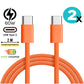 USB-C naar USB-C Kabel 60W 2M Oranje – 2 Stuks
