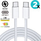 USB-C naar USB-C Kabel 60W 2M Wit – 2 Stuks