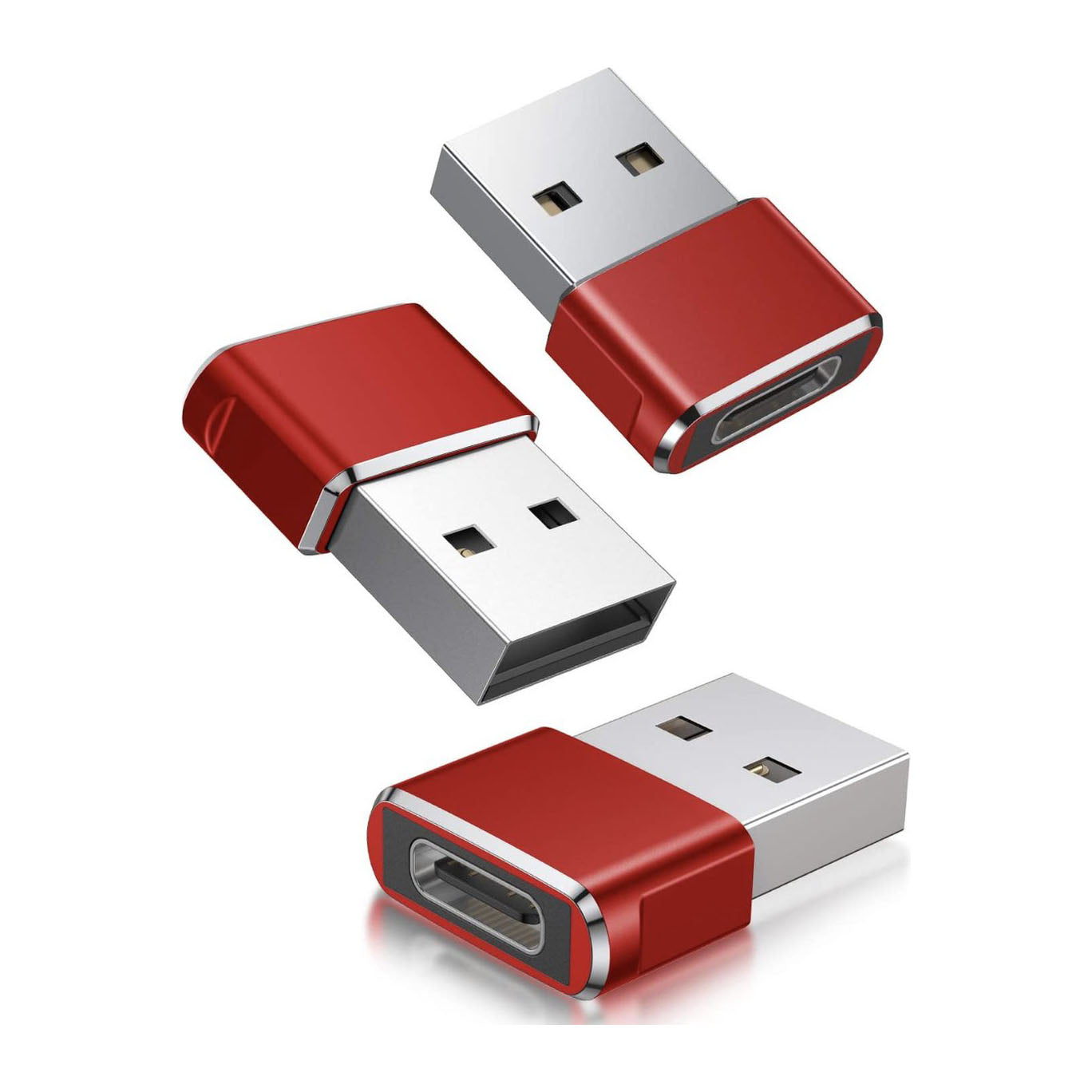 USB-C to USB Adapter 2-Pack – USB 3.1 Converter Red