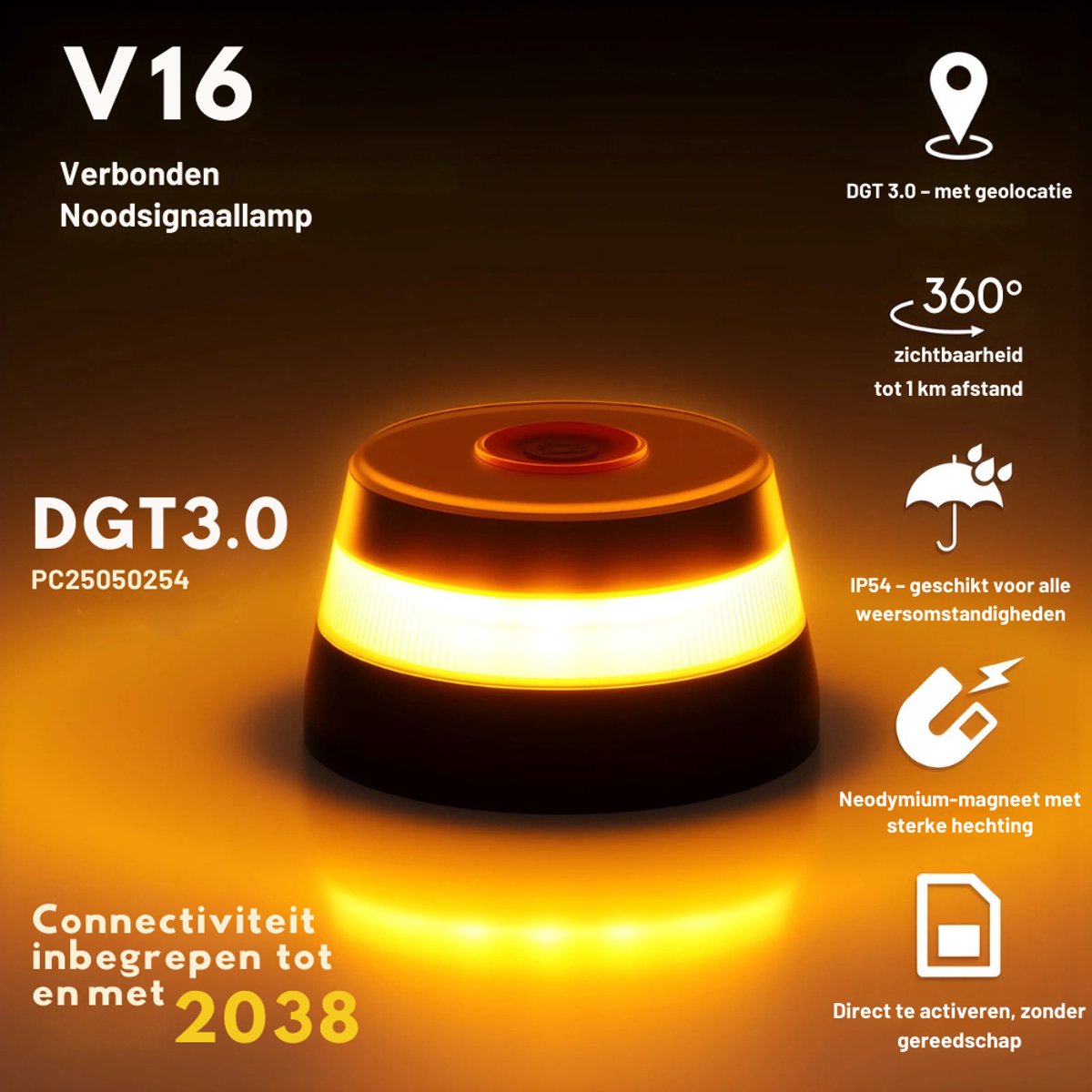 V16 Alarmlicht Spanje DGT 3.0 met GPS & SIM t/m 2038