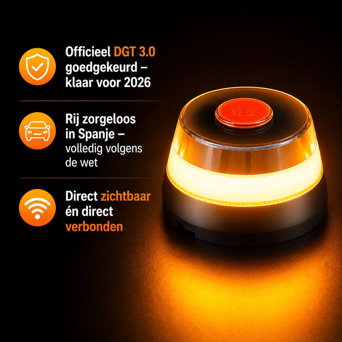 V16 Alarmlicht Spanje met GPS & SIM – DGT 3.0