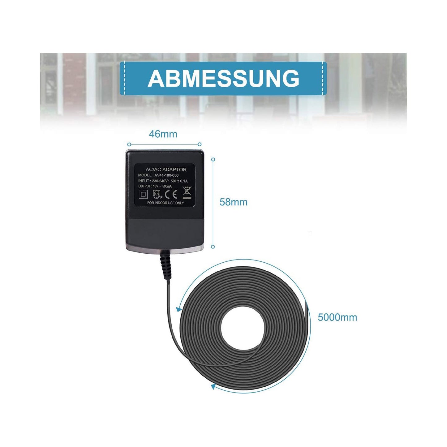 Videodeurbel Adapter 18V 10M voor Ring & Eufy