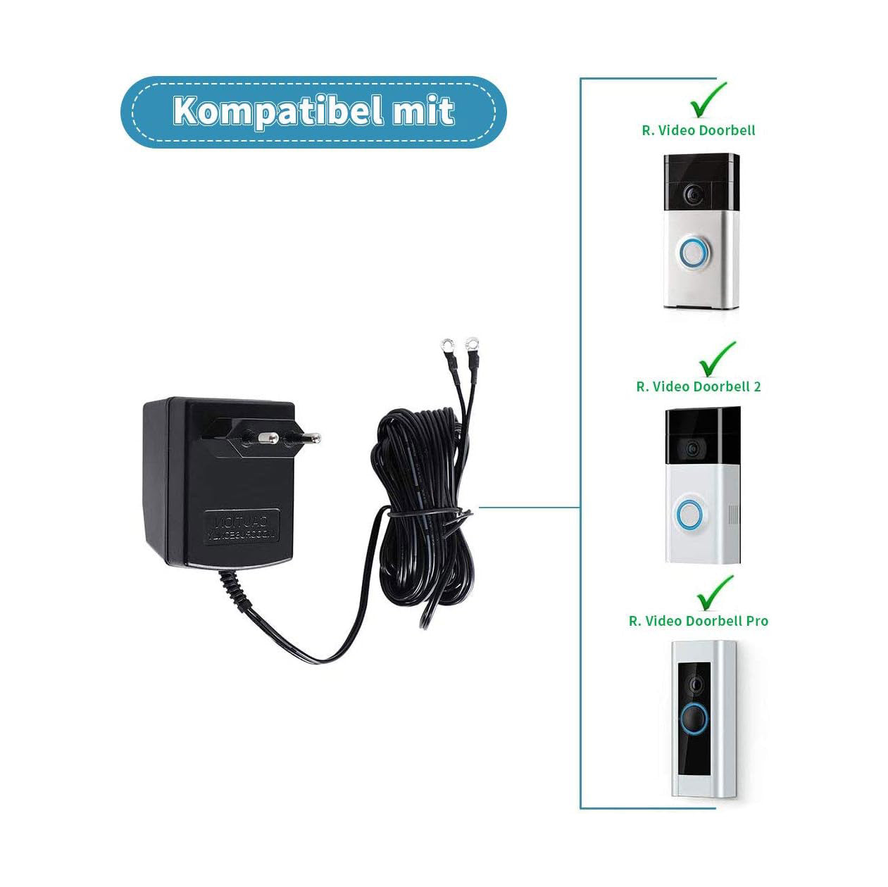 Videodeurbel Adapter 18V 10M voor Ring & Eufy