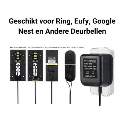 Videodeurbel Adapter 18V – 10M voor Ring, Eufy & Nest