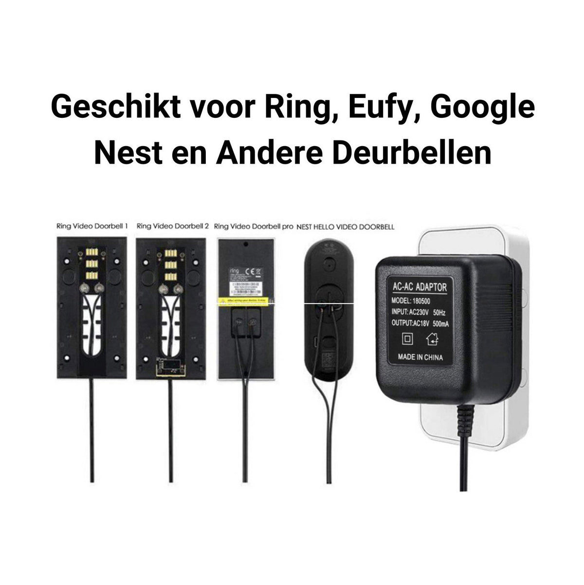 Videodeurbel Adapter 18V – Voor Ring, Eufy & Nest