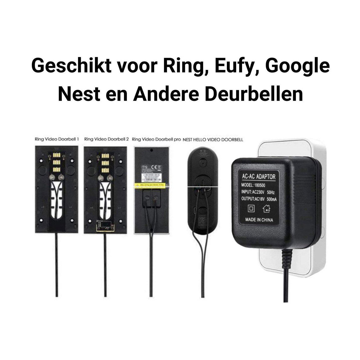 Videodeurbel Adapter 18V – Voor Ring, Eufy & Nest